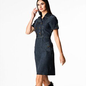 ✨ eShakti Double Breasted Cotton Denim A-Line Dress (Style CL0070805) ✨ Casual